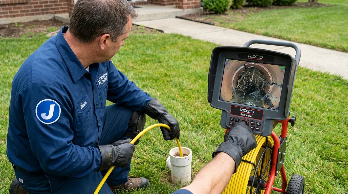 Sewer camera inspection being performed by Johns Plumbing LLC in Strasburg
