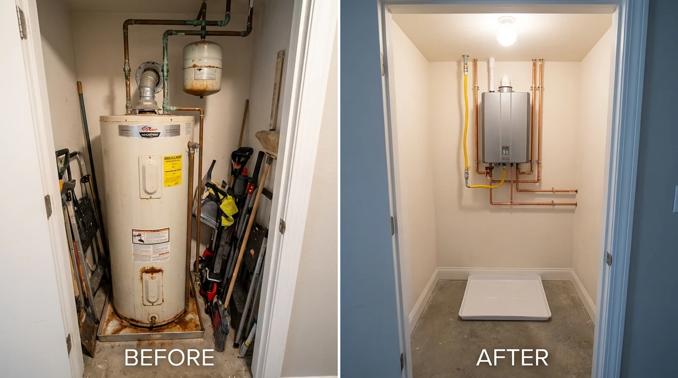 Tank water heater versus wall-mounted tankless unit comparison for Strasburg, PA homeowners